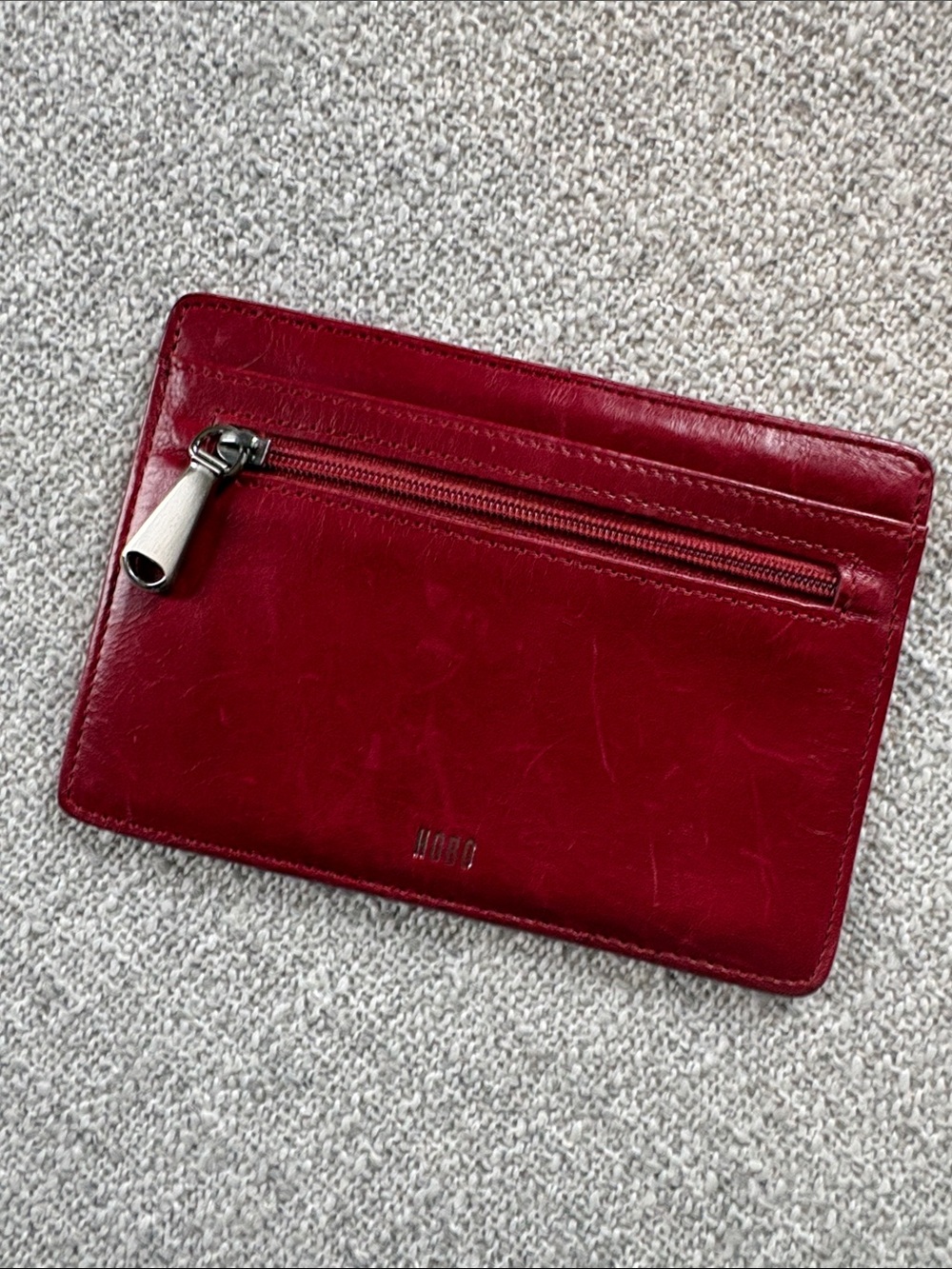 HOBO Red Leather Zip Card Case